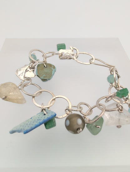 Recyled silver charm bracelet