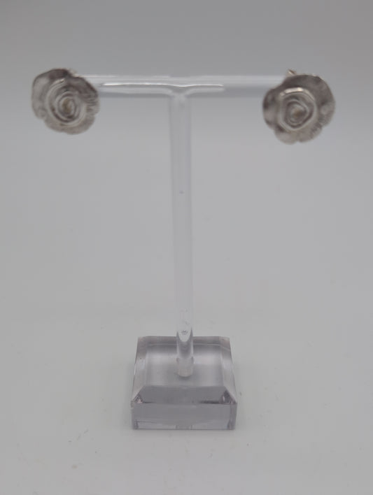 Silver Flower Earrings Swirl