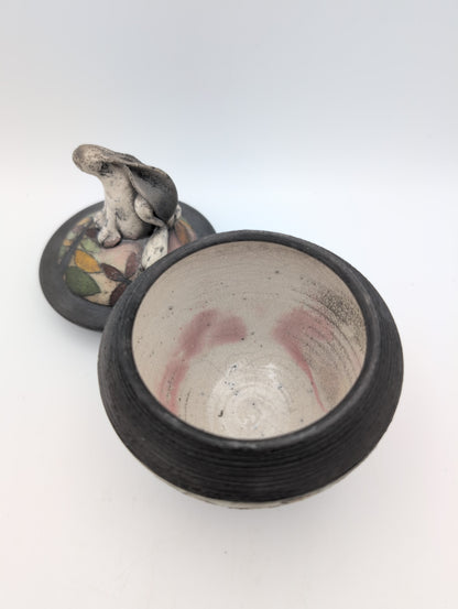 Lidded hare pot
