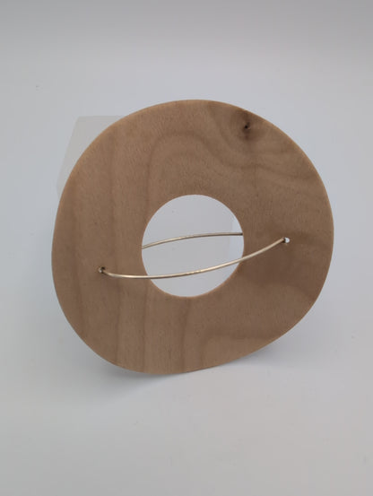 Donut Brooch.  Birch Plywood and unhallmarked silver wire.
