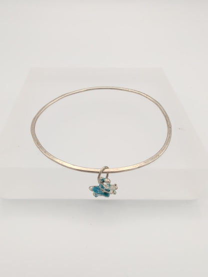 Recycled silver bangle with enamel charm