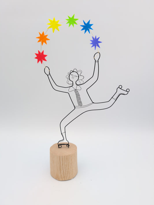 Roller Skating Juggler - wire doodle