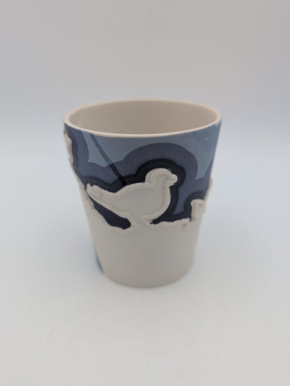 Porcelain beaker blues bird