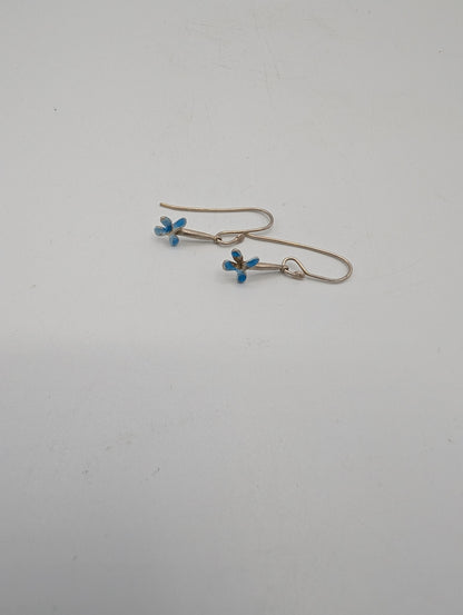 Small blue flower silver earrings