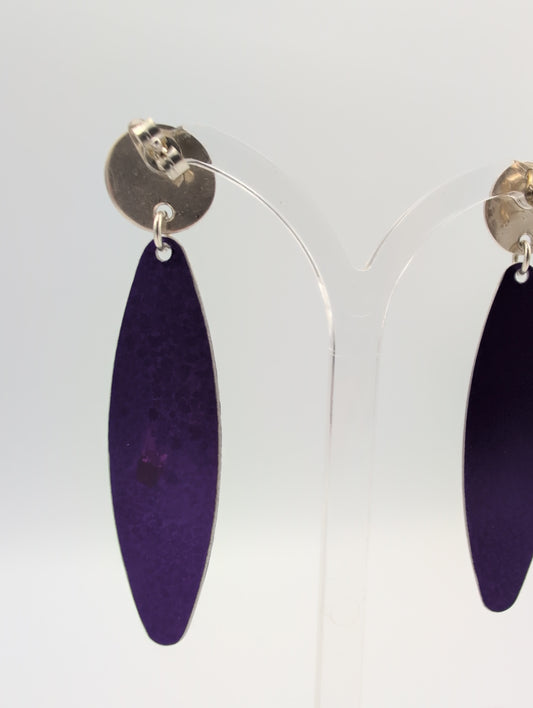 Printed aluminium feather drop silver studs