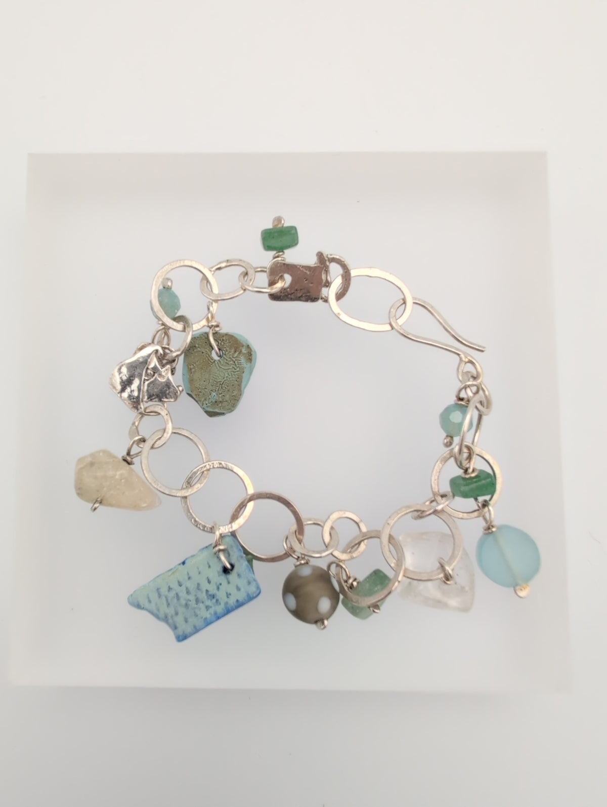 Recyled silver charm bracelet