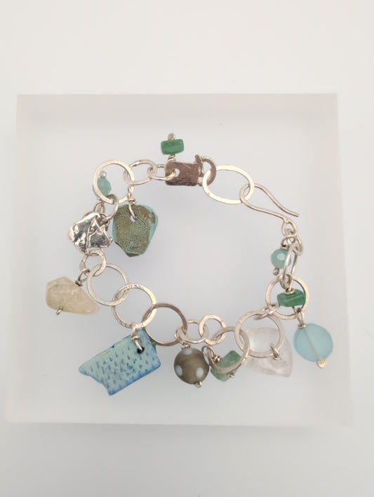 Recyled silver charm bracelet