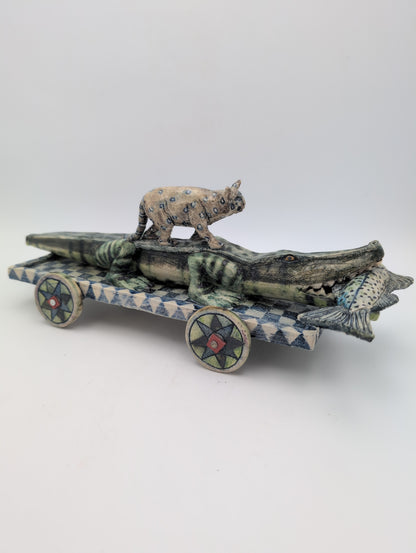 "The Fish Eaters" ceramic sculpture