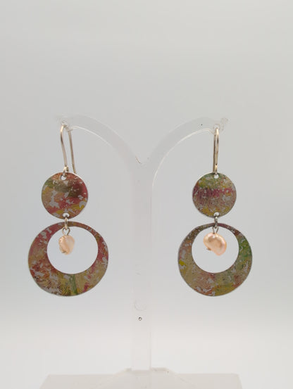 Printed aluminium double disc earrings