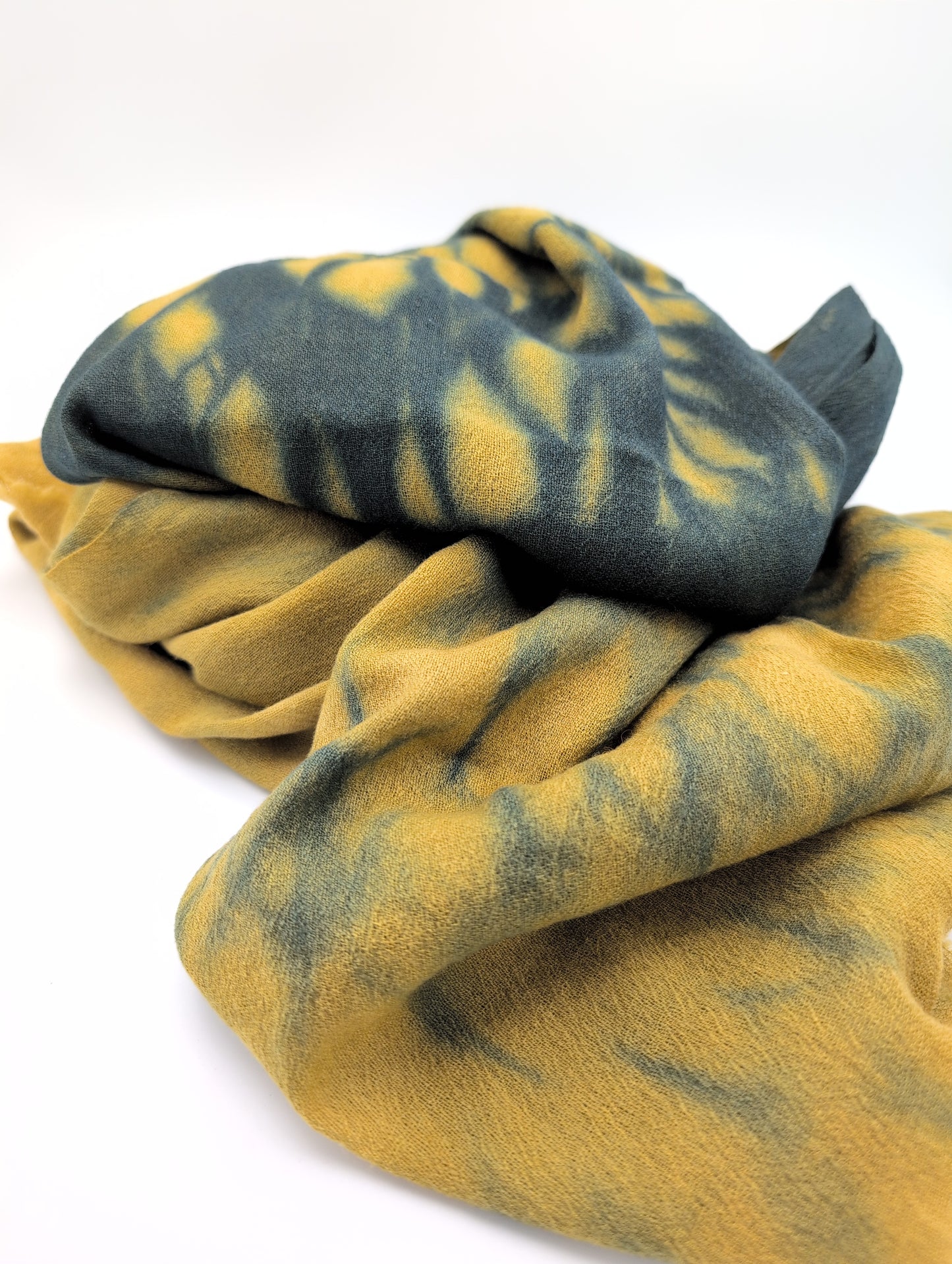 Rhubarb & indigo shibori fine wool scarf