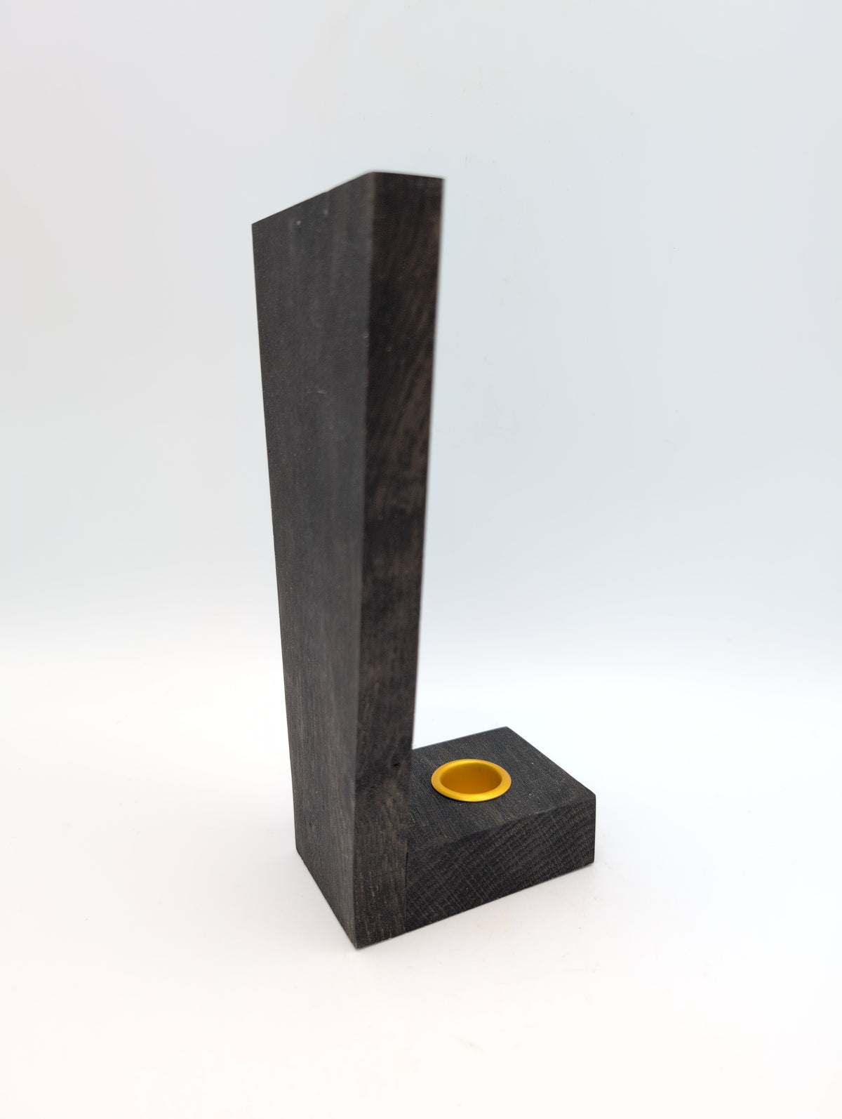 Oak candle holder with silver moon