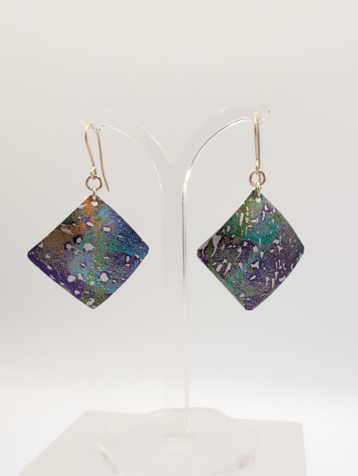 Printed aluminium large square earrings