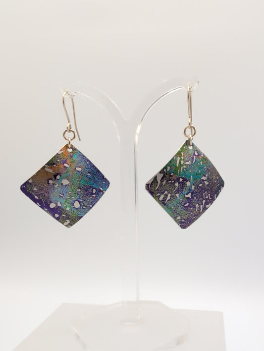 Printed aluminium large square earrings