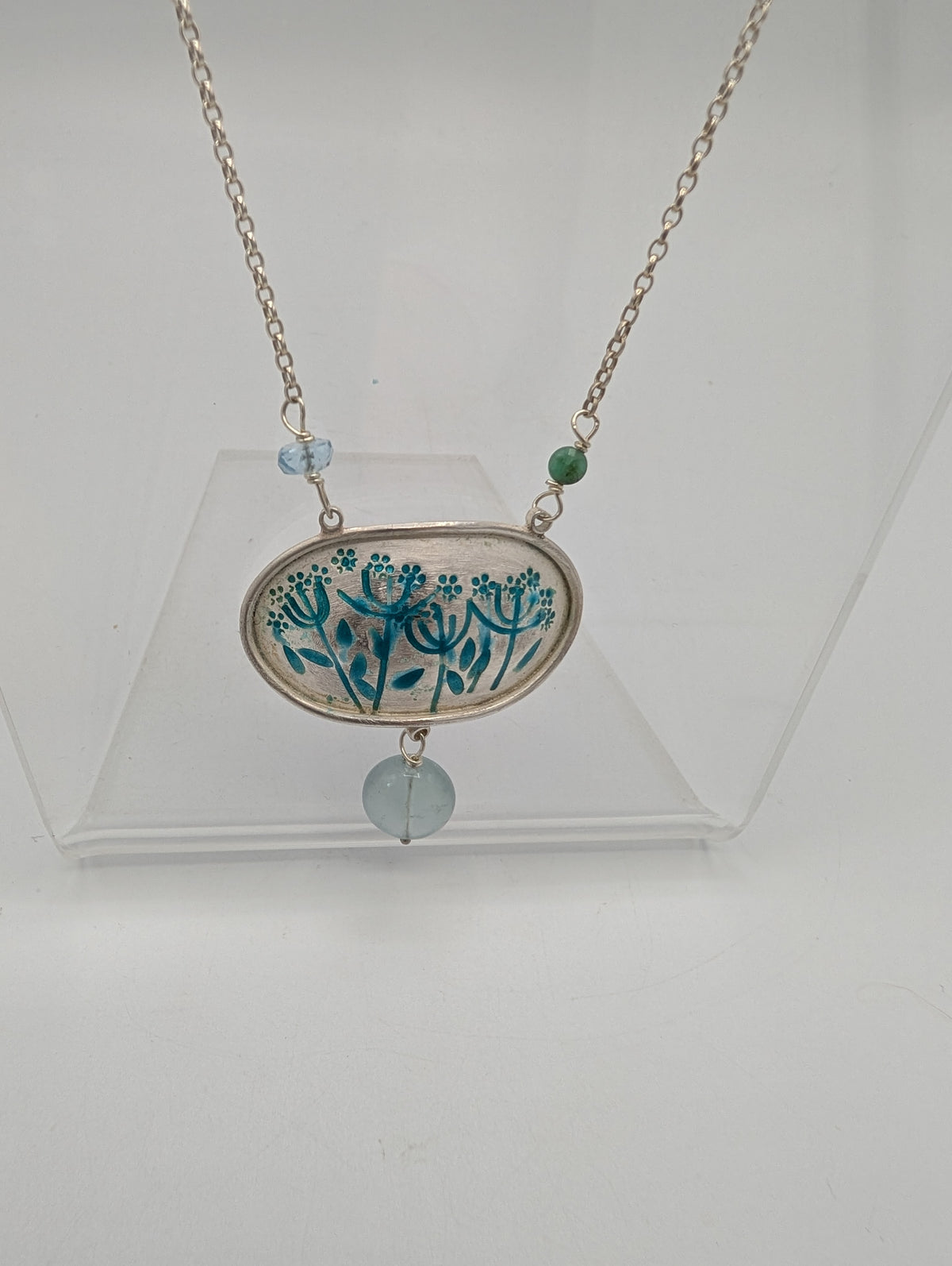 Silver & enamel agapanthus necklace