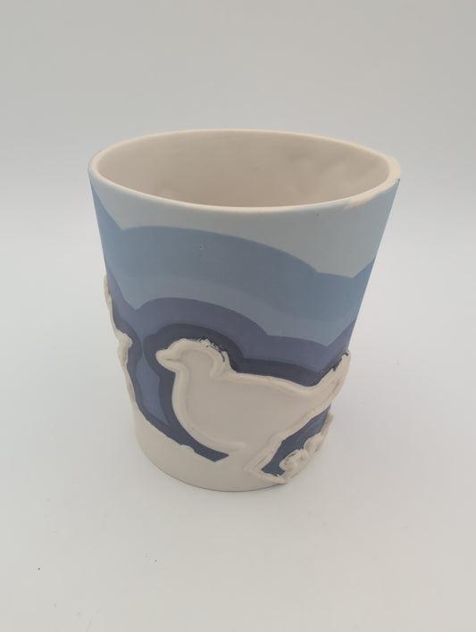 Porcelain beaker blues bird