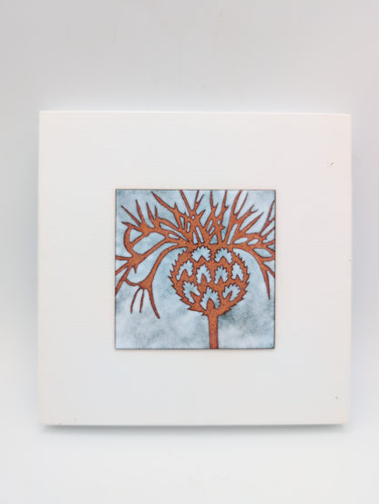 Small enamel panel - thistle