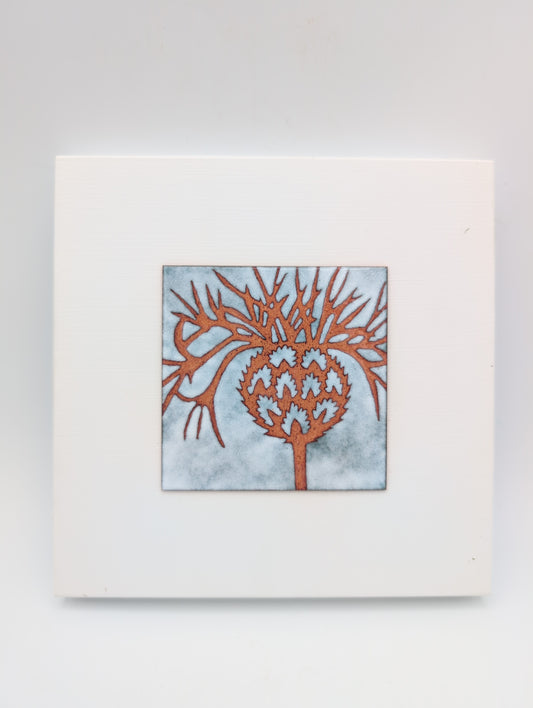 Small enamel panel - thistle