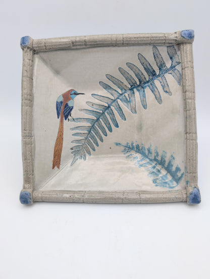 Square Bird and Fern Bowl
