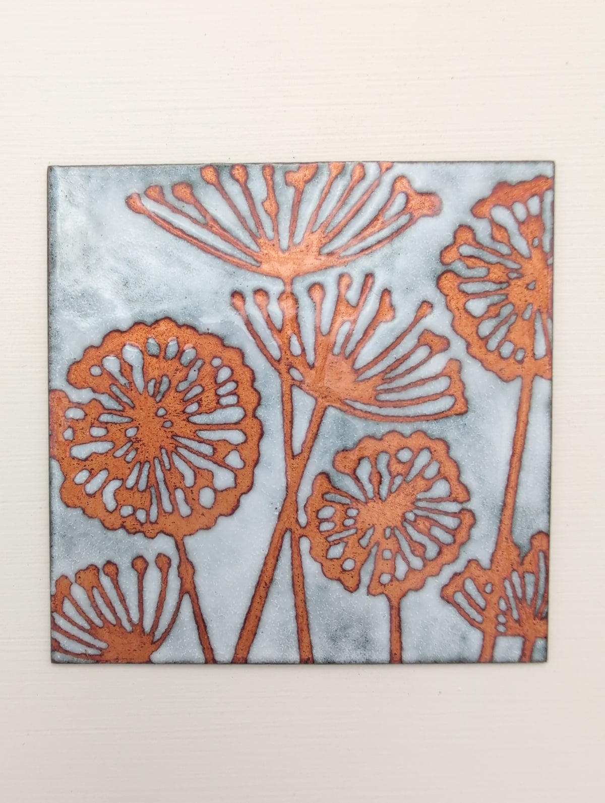 Small enamel panel - agapanthus field