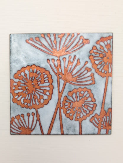Small enamel panel - agapanthus field