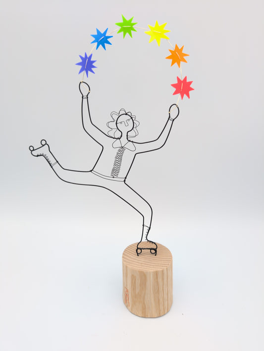 Roller Skating Juggler - wire doodle