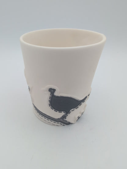 Porcelain beaker black bird