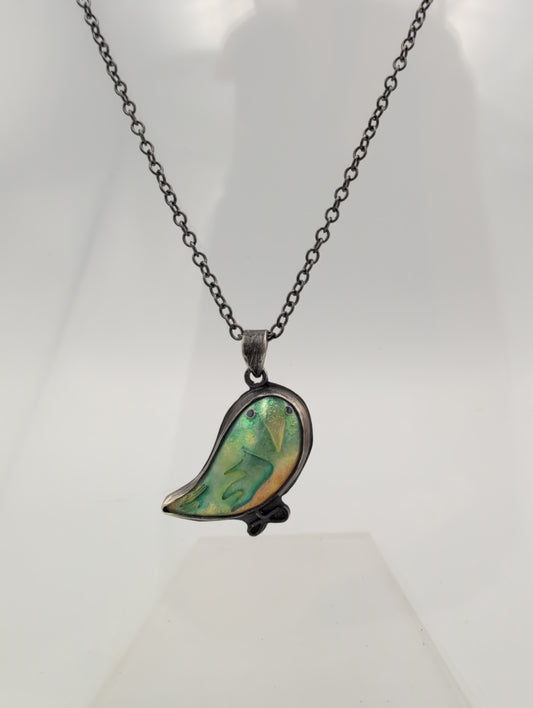 Enamel bird pendant