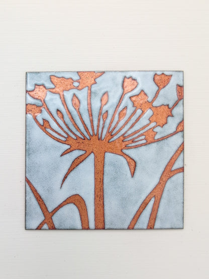Small enamel panel - agapanthus