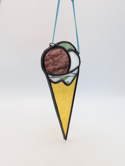 Stained Glass Ice Cream Cone Suncatchers