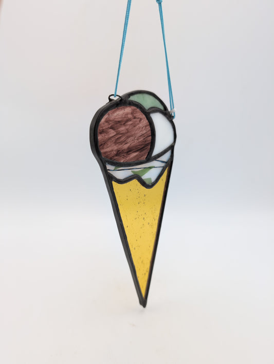 Stained Glass Ice Cream Cone Suncatchers