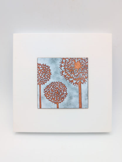 Small enamel panel - three seedheads