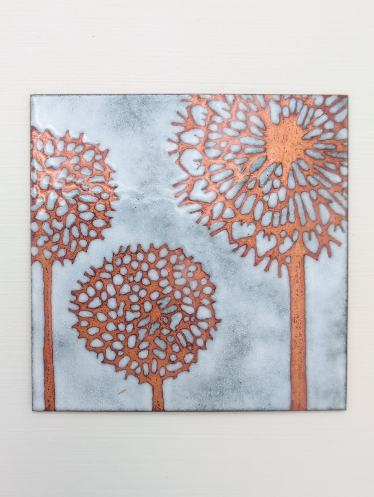 Small enamel panel - three seedheads
