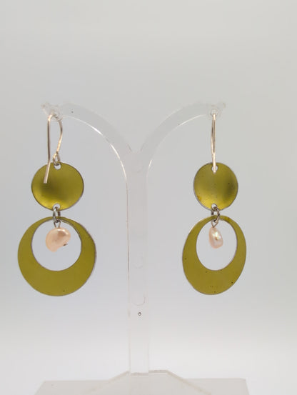 Printed aluminium double disc earrings