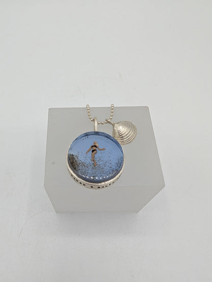 Bikini Bather and Shell Necklace