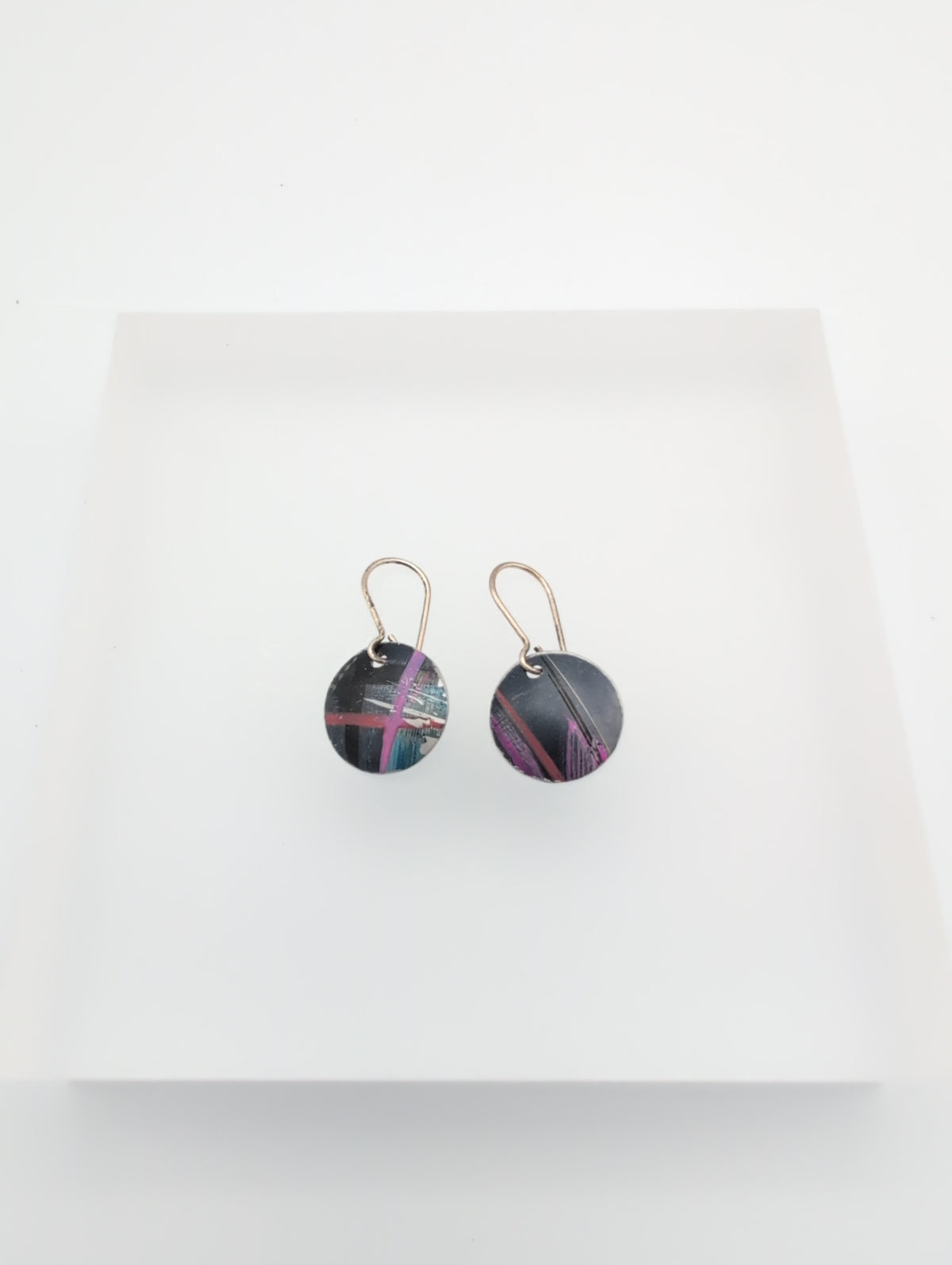 Printed aluminium small disc earrings