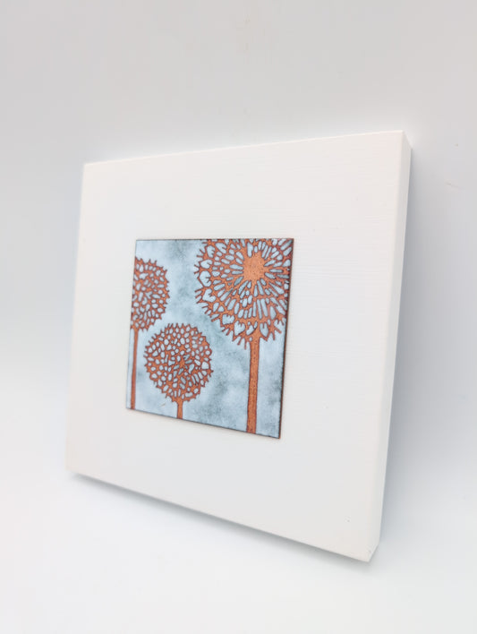 Small enamel panel - three seedheads