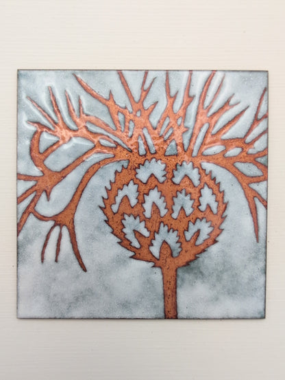 Small enamel panel - thistle