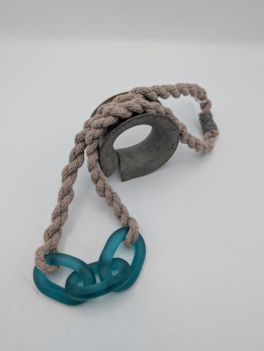 3 link mooring necklace - jade
