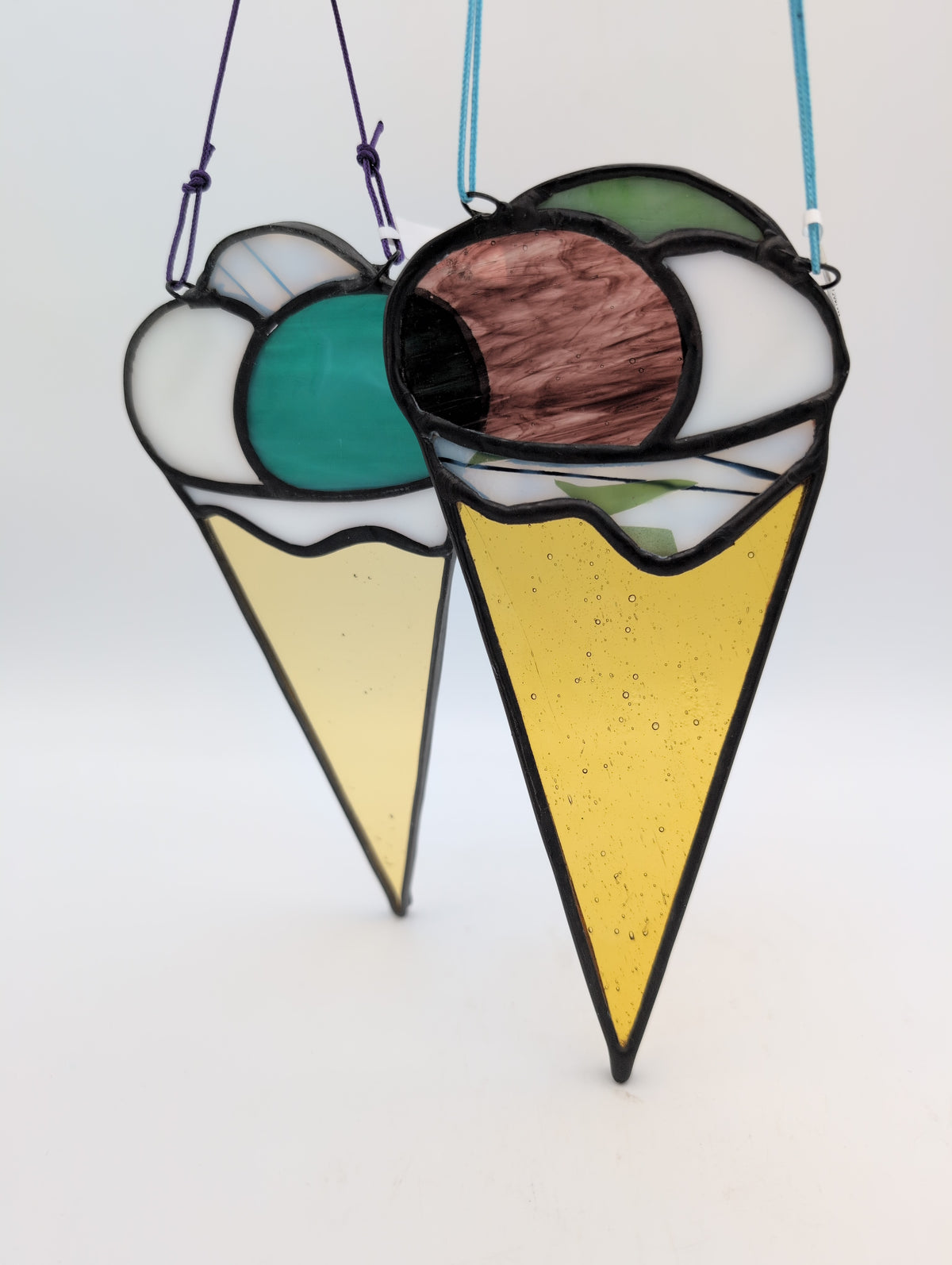 Stained Glass Ice Cream Cone Suncatchers