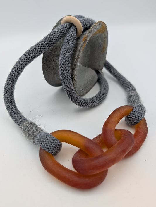 3 link mooring necklace - rust