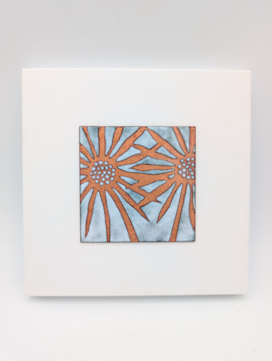 Small enamel panel - two flowers