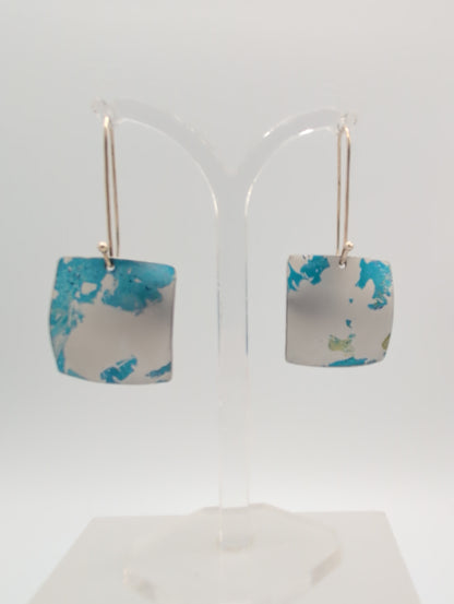 Printed aluminium large square earrings