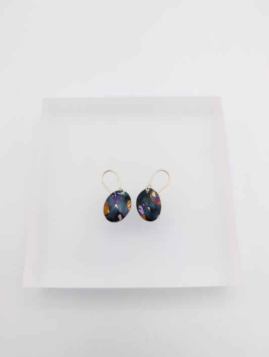 Printed aluminium oval earrings