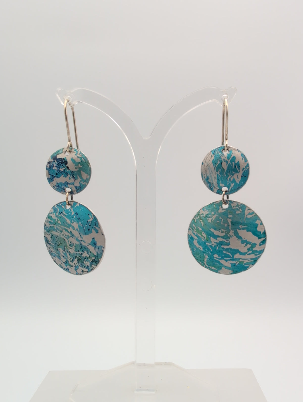 Printed aluminium double disc earrings
