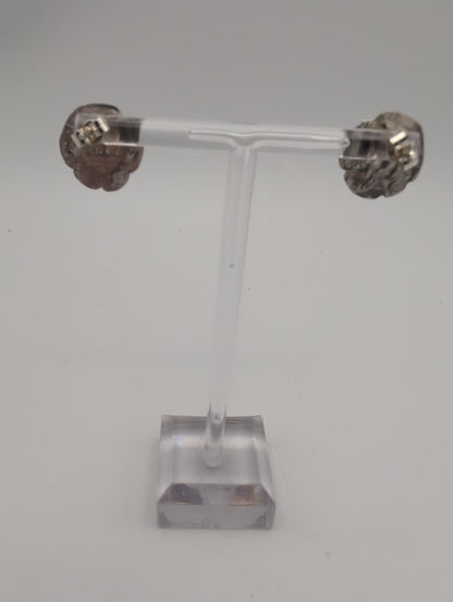 Silver Flower Earrings Swirl