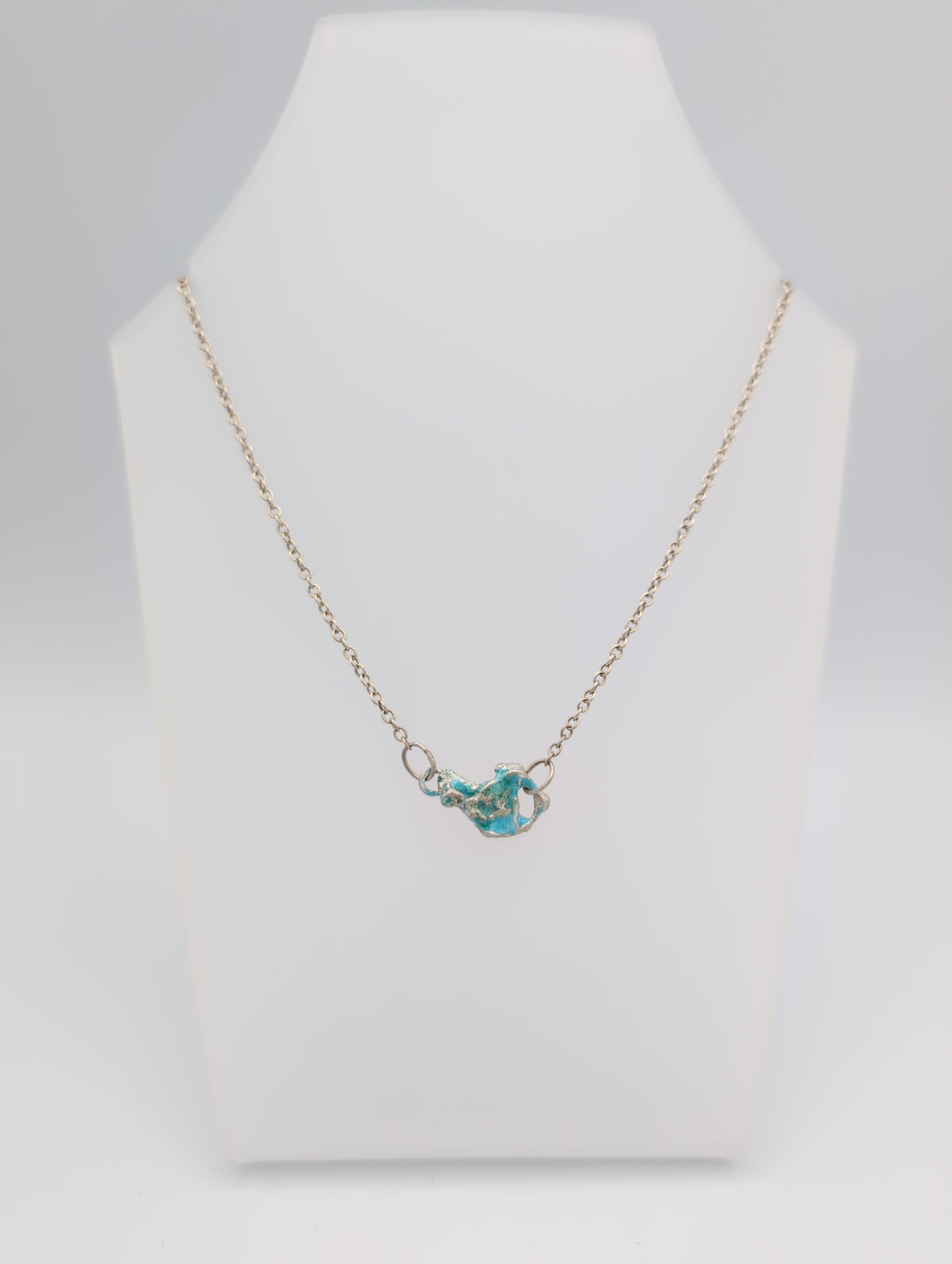 Zero-waste enamel pendant on heavy chain