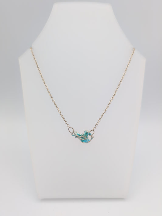 Zero-waste enamel pendant on heavy chain