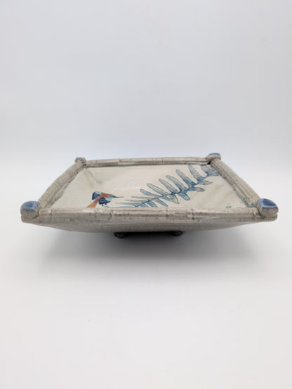 Square Bird and Fern Bowl