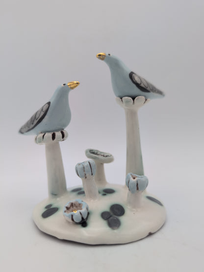 "Turquoise Birds" small sculpture