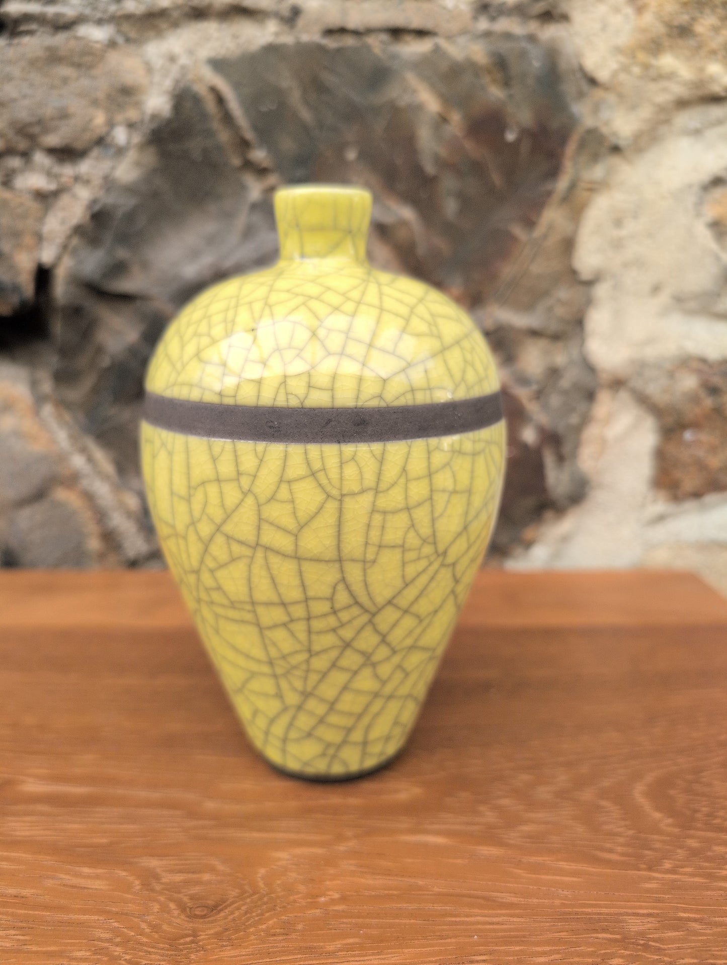 Raku yellow vase